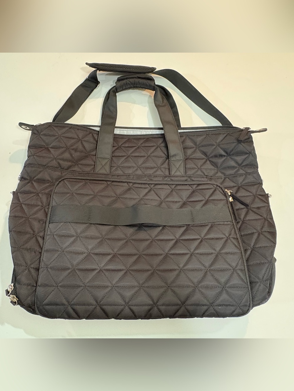 Quilted Black Laptop Carry Bag with Shoulder Strap